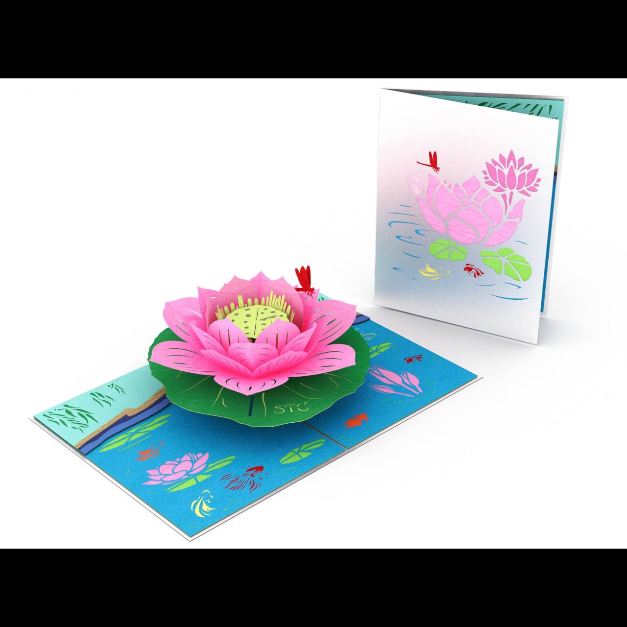 folded card that opens into a pink lotus