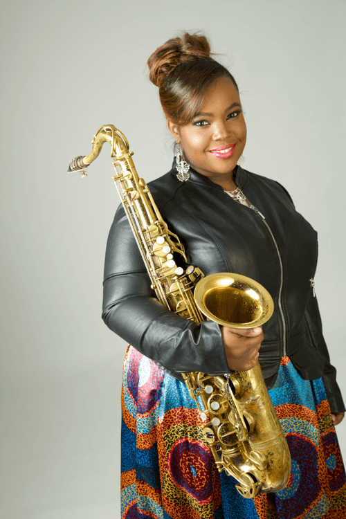 camille thurman with saxophone