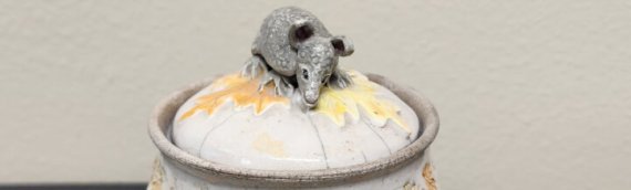 Ceramic pot with lid including hand sculpted armadillo