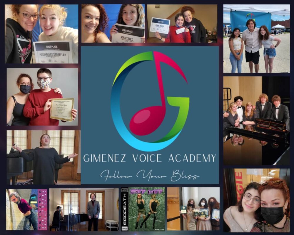 Gimenez vocal academy collage and logo