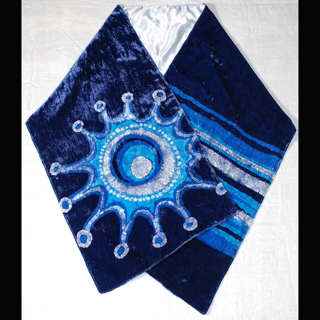 indigo dyed batik scarf