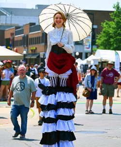 Summer of the Arts Iowa City Sponsors Pantaloon Stilt Walker