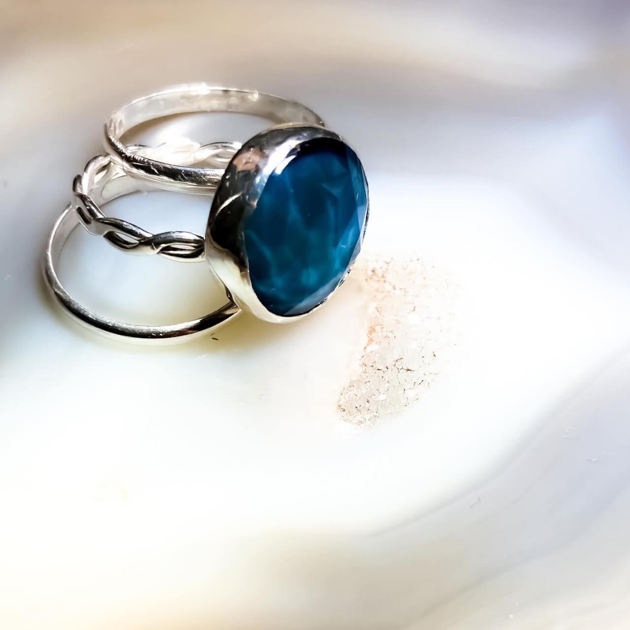 sterling silver ring with blue stone